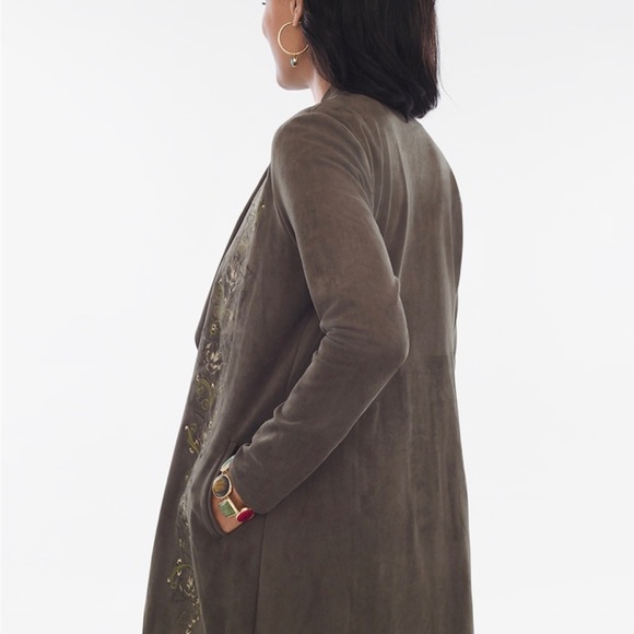 New with tag Chicos cardigan suede green size M - Picture 2 of 3